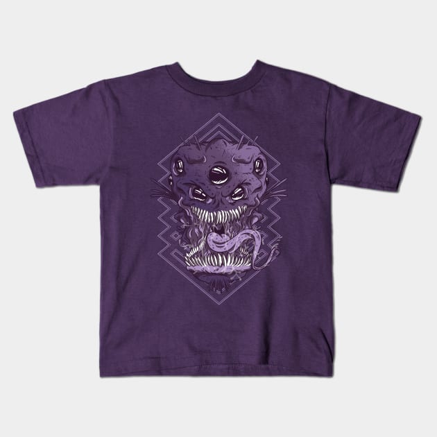 Alien Monster Head Kids T-Shirt by LR_Collections